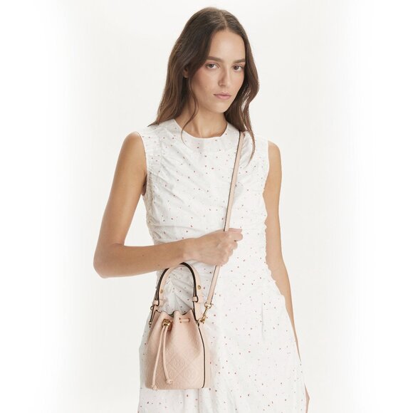 Tory Burch T Monogram Mini Bucket Bag - Blush - Picture 4 of 10